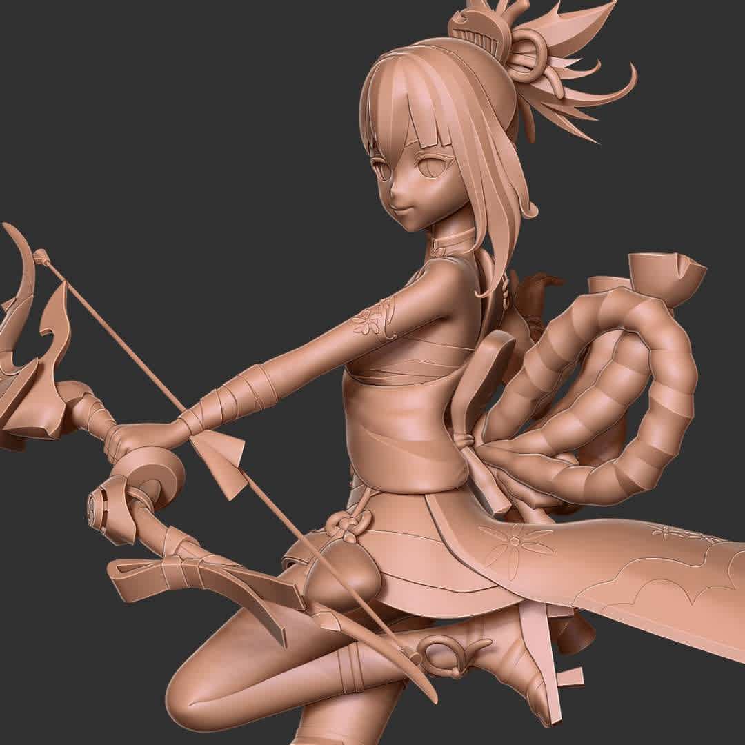 Yoimiya - Genshin Impact Fanart - I was intrigued when I saw Yoimiya, so I decided I had to start making this model right away.

When you purchase this model, you will own:

- STL, OBJ file with 08 separated files (with key to connect together) is ready for 3D printing.

- Zbrush original files (ZTL) for you to customize as you like.

This is version 1.0 of this model.

Hope you like her. Thanks for viewing! - The best files for 3D printing in the world. Stl models divided into parts to facilitate 3D printing. All kinds of characters, decoration, cosplay, prosthetics, pieces. Quality in 3D printing. Affordable 3D models. Low cost. Collective purchases of 3D files.