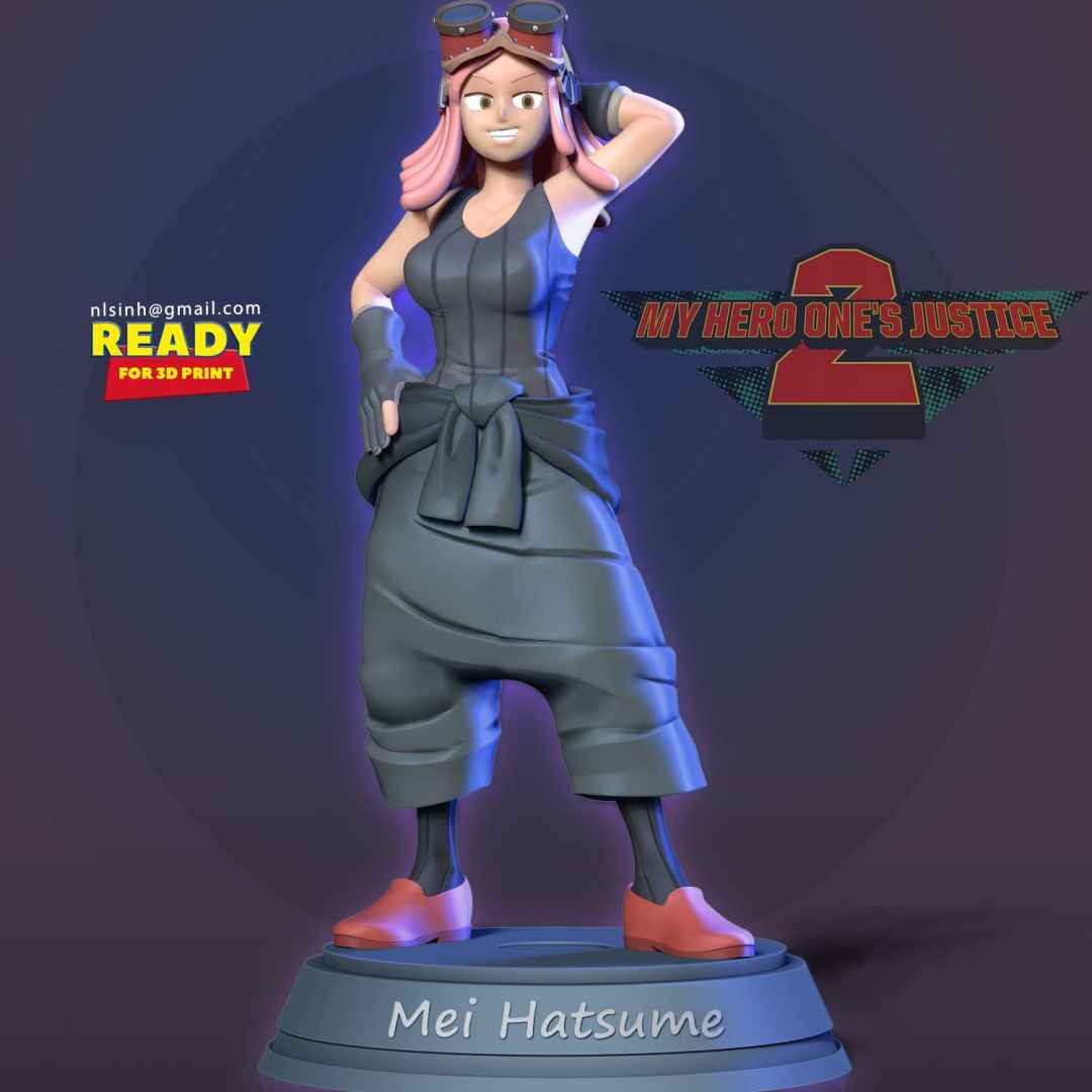 Mei Hatsume - Mei Hatsume (発はつ目め明めい Hatsume Mei?) is a student of U.A. High School's Department of Support from Class 1-H.

When you purchase this model, you will own:

- STL, OBJ file with 10 separated files (with key to connect together) is ready for 3D printing.

- Zbrush original files (ZTL) for you to customize as you like.

**This is version 1.0 of this model.**

Hope you like her. Thanks for viewing! - The best files for 3D printing in the world. Stl models divided into parts to facilitate 3D printing. All kinds of characters, decoration, cosplay, prosthetics, pieces. Quality in 3D printing. Affordable 3D models. Low cost. Collective purchases of 3D files.