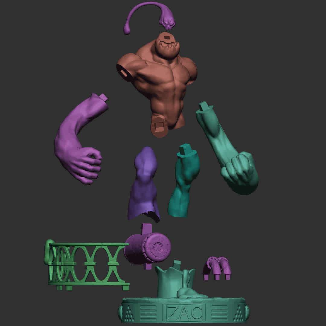 Zac - No extra parts, Ready for 3D print. - The best files for 3D printing in the world. Stl models divided into parts to facilitate 3D printing. All kinds of characters, decoration, cosplay, prosthetics, pieces. Quality in 3D printing. Affordable 3D models. Low cost. Collective purchases of 3D files.