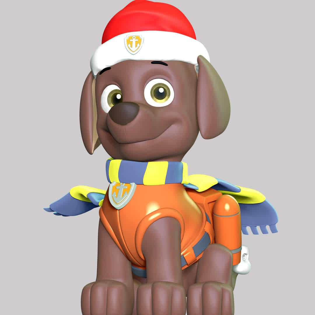 Zuma Christmas - Paw Patrol - These information of model:

**- The height of current model is 20 cm and you can free to scale it.**

**- Format files: STL, OBJ to supporting 3D printing.**

Please don't hesitate to contact me if you have any issues question. - The best files for 3D printing in the world. Stl models divided into parts to facilitate 3D printing. All kinds of characters, decoration, cosplay, prosthetics, pieces. Quality in 3D printing. Affordable 3D models. Low cost. Collective purchases of 3D files.