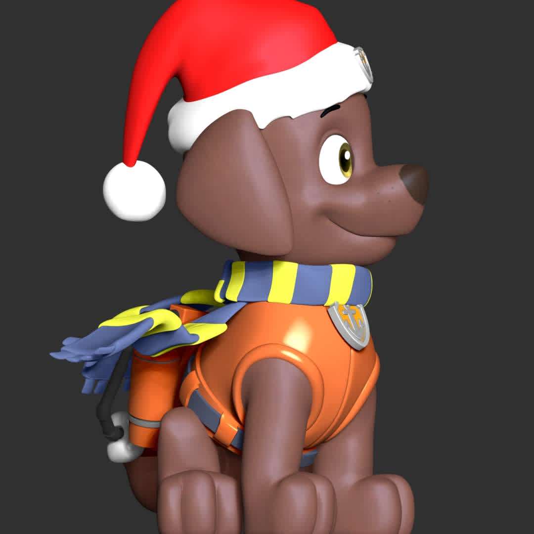 Zuma Christmas - Paw Patrol - These information of model:

**- The height of current model is 20 cm and you can free to scale it.**

**- Format files: STL, OBJ to supporting 3D printing.**

Please don't hesitate to contact me if you have any issues question. - The best files for 3D printing in the world. Stl models divided into parts to facilitate 3D printing. All kinds of characters, decoration, cosplay, prosthetics, pieces. Quality in 3D printing. Affordable 3D models. Low cost. Collective purchases of 3D files.