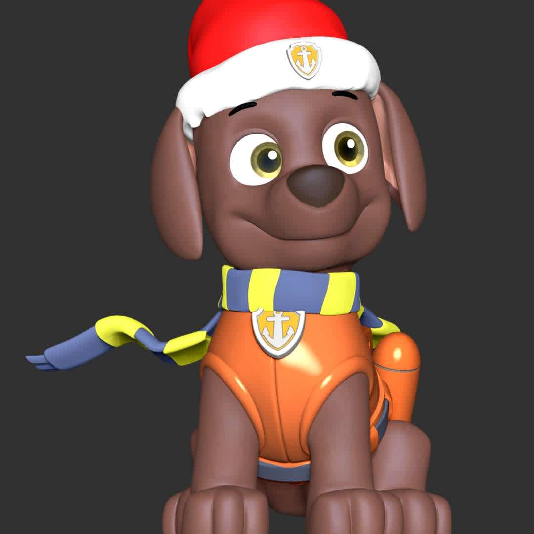 Zuma Christmas - Paw Patrol - These information of model:

**- The height of current model is 20 cm and you can free to scale it.**

**- Format files: STL, OBJ to supporting 3D printing.**

Please don't hesitate to contact me if you have any issues question. - The best files for 3D printing in the world. Stl models divided into parts to facilitate 3D printing. All kinds of characters, decoration, cosplay, prosthetics, pieces. Quality in 3D printing. Affordable 3D models. Low cost. Collective purchases of 3D files.