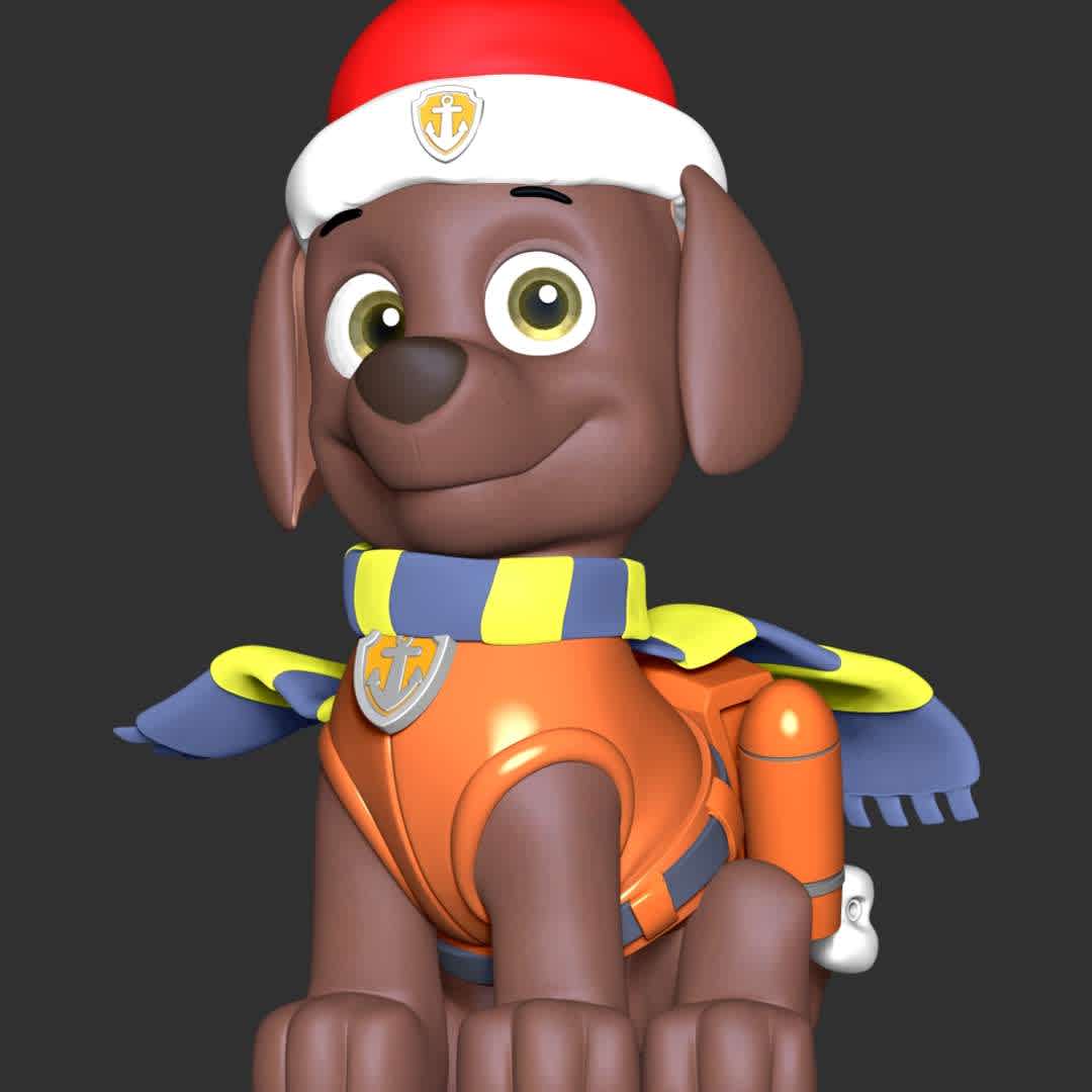 Zuma Christmas - Paw Patrol - These information of model:

**- The height of current model is 20 cm and you can free to scale it.**

**- Format files: STL, OBJ to supporting 3D printing.**

Please don't hesitate to contact me if you have any issues question. - The best files for 3D printing in the world. Stl models divided into parts to facilitate 3D printing. All kinds of characters, decoration, cosplay, prosthetics, pieces. Quality in 3D printing. Affordable 3D models. Low cost. Collective purchases of 3D files.