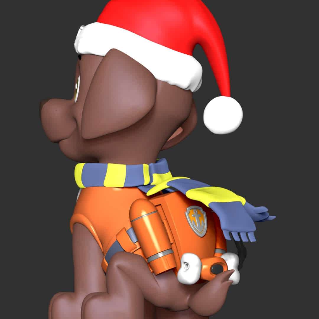 Zuma Christmas - Paw Patrol - These information of model:

**- The height of current model is 20 cm and you can free to scale it.**

**- Format files: STL, OBJ to supporting 3D printing.**

Please don't hesitate to contact me if you have any issues question. - The best files for 3D printing in the world. Stl models divided into parts to facilitate 3D printing. All kinds of characters, decoration, cosplay, prosthetics, pieces. Quality in 3D printing. Affordable 3D models. Low cost. Collective purchases of 3D files.