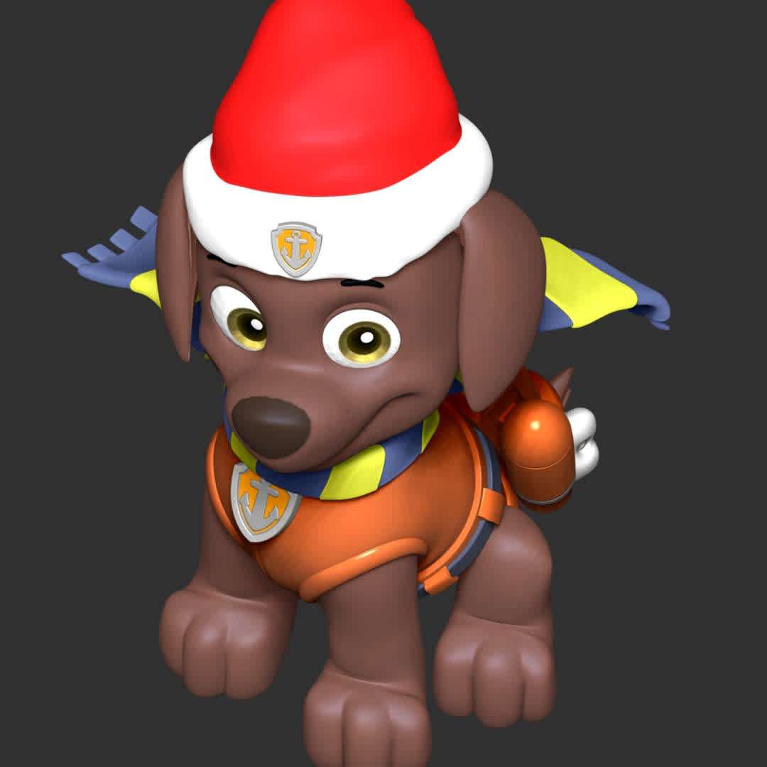 Zuma Christmas - Paw Patrol - These information of model:

**- The height of current model is 20 cm and you can free to scale it.**

**- Format files: STL, OBJ to supporting 3D printing.**

Please don't hesitate to contact me if you have any issues question. - The best files for 3D printing in the world. Stl models divided into parts to facilitate 3D printing. All kinds of characters, decoration, cosplay, prosthetics, pieces. Quality in 3D printing. Affordable 3D models. Low cost. Collective purchases of 3D files.