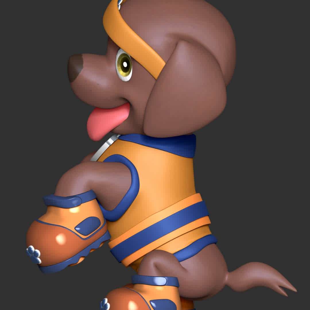 Zuma Sports Uniform - Paw Patrol - These information of model:

**- The height of current model is 20 cm and you can free to scale it.**

**- Format files: STL, OBJ to supporting 3D printing.**

Please don't hesitate to contact me if you have any issues question. - The best files for 3D printing in the world. Stl models divided into parts to facilitate 3D printing. All kinds of characters, decoration, cosplay, prosthetics, pieces. Quality in 3D printing. Affordable 3D models. Low cost. Collective purchases of 3D files.