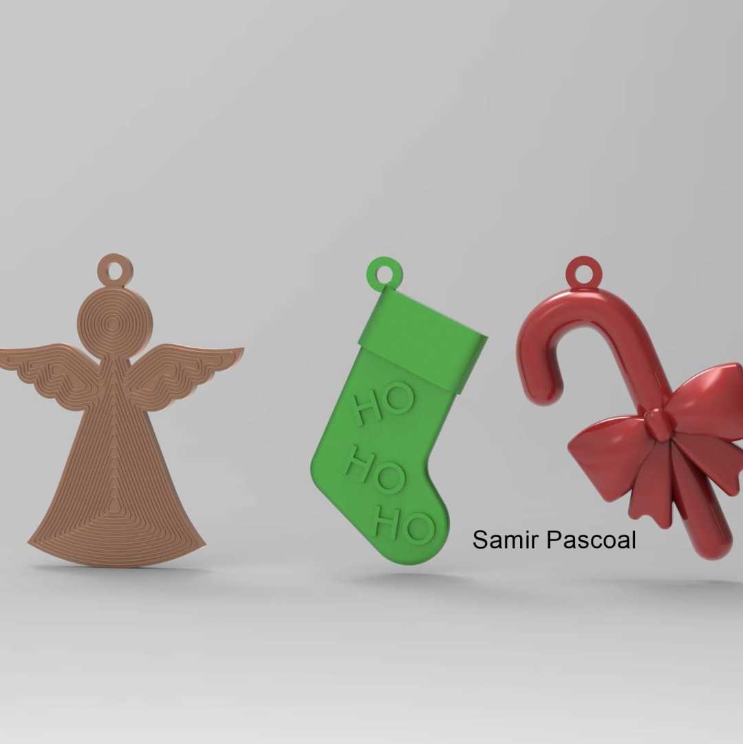 Decoração árvore natal - 4 modelos de enfeites de natal, todos impressos no plano sem suporte - Os melhores arquivos para impressão 3D do mundo. Modelos stl divididos em partes para facilitar a impressão 3D. Todos os tipos de personagens, decoração, cosplay, próteses, peças. Qualidade na impressão 3D. Modelos 3D com preço acessível. Baixo custo. Compras coletivas de arquivos 3D.