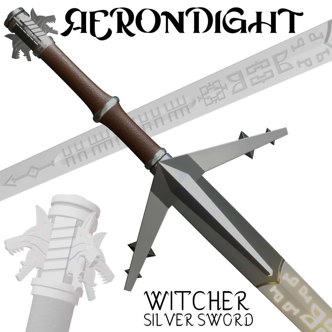 AERONDIGHT - Witcher Silver Sword - A printable 3D model based on Aerondight, one of the most powerful silver swords from the Witcher franchise, with some small changes on the original design of the sword, for Cosplay or home decoration.

For more images: https://andy_makynamara.artstation.com/projects/14mOnq?album_id=6693617 - Os melhores arquivos para impressão 3D do mundo. Modelos stl divididos em partes para facilitar a impressão 3D. Todos os tipos de personagens, decoração, cosplay, próteses, peças. Qualidade na impressão 3D. Modelos 3D com preço acessível. Baixo custo. Compras coletivas de arquivos 3D.