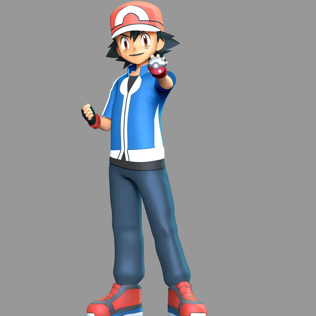 Ash Ketchum - Satoshi Pokémon - **Ash Ketchum, known as Satoshi is a fictional character in the Pokémon franchise owned by Nintendo, Game Freak, and Creatures.**

**The model ready for 3D printing.**

These information of model:

**- Format files: STL, OBJ to supporting 3D printing.**

**- Can be assembled without glue (glue is optional)**

**- Split down to 3 parts**

**- The height of current model is 20 cm and you can free to scale it.**

**- ZTL format for Zbrush for you to customize as you like.**

Please don't hesitate to contact me if you have any issues question.

If you see this model useful, please vote positively for it. - The best files for 3D printing in the world. Stl models divided into parts to facilitate 3D printing. All kinds of characters, decoration, cosplay, prosthetics, pieces. Quality in 3D printing. Affordable 3D models. Low cost. Collective purchases of 3D files.