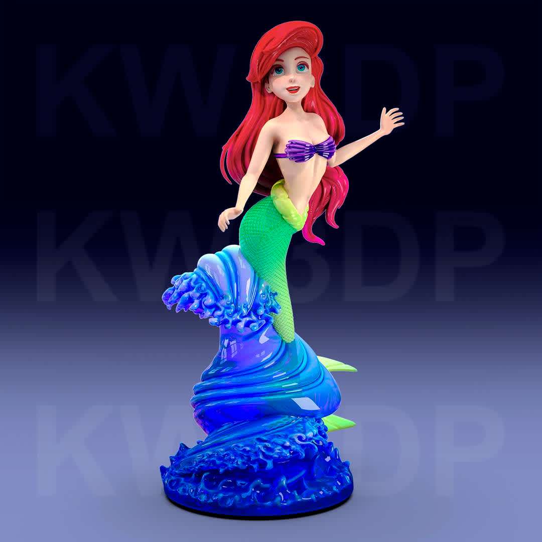 base D023 - optimized model for 3d printing

Ariel is a fictional character and the main character in the 1989 Disney animated film The Little Mermaid. Alyssa Milano was the inspiration for Ariel's face and Sherry Stoner was the model for the character. The Little Mermaid broke social schemes, Ariel being an example of rebellion and tenacity. - The best files for 3D printing in the world. Stl models divided into parts to facilitate 3D printing. All kinds of characters, decoration, cosplay, prosthetics, pieces. Quality in 3D printing. Affordable 3D models. Low cost. Collective purchases of 3D files.