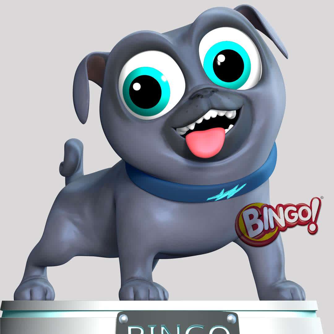 Bingo - puppy Ddog pals - These information of model:

**- The height of current model is 20 cm and you can free to scale it.**

**- Format files: STL, OBJ to supporting 3D printing.**

Please don't hesitate to contact me if you have any issues question. - Os melhores arquivos para impressão 3D do mundo. Modelos stl divididos em partes para facilitar a impressão 3D. Todos os tipos de personagens, decoração, cosplay, próteses, peças. Qualidade na impressão 3D. Modelos 3D com preço acessível. Baixo custo. Compras coletivas de arquivos 3D.