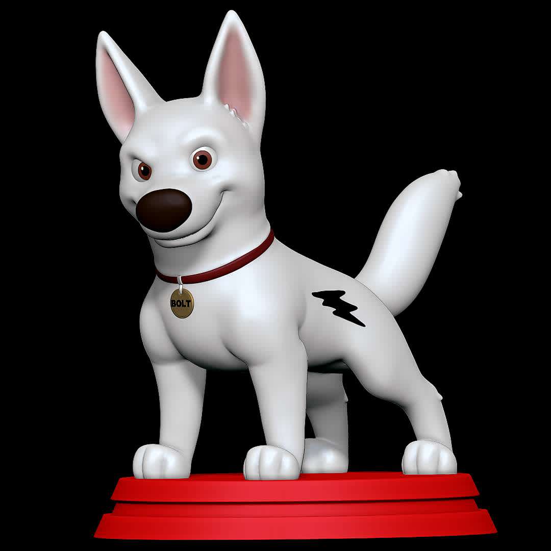Bolt - Bolt the doggo - The best files for 3D printing in the world. Stl models divided into parts to facilitate 3D printing. All kinds of characters, decoration, cosplay, prosthetics, pieces. Quality in 3D printing. Affordable 3D models. Low cost. Collective purchases of 3D files.