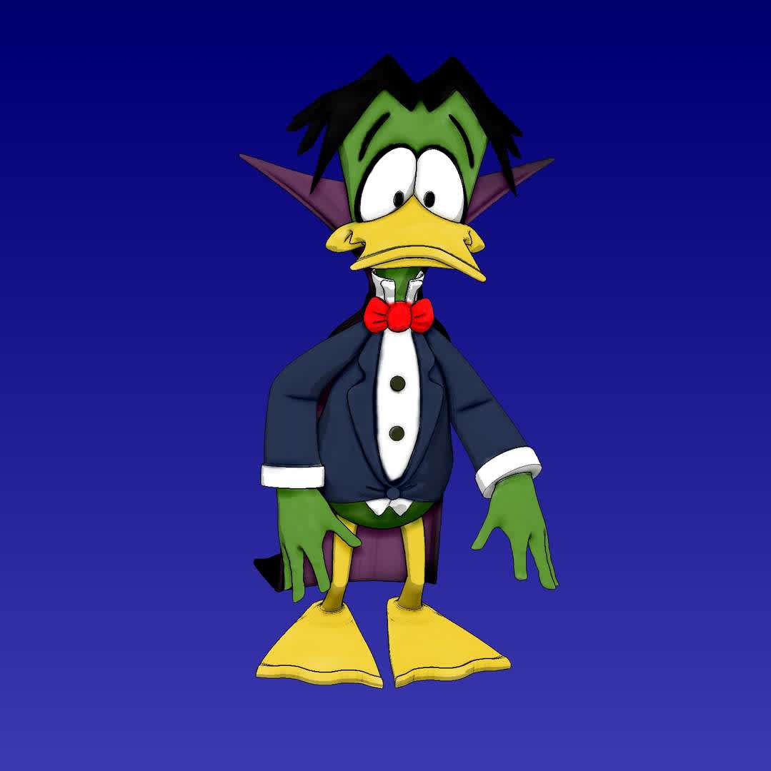 Count Duckula - Animated series of the 80's and 90's. Figure size 170mm. - The best files for 3D printing in the world. Stl models divided into parts to facilitate 3D printing. All kinds of characters, decoration, cosplay, prosthetics, pieces. Quality in 3D printing. Affordable 3D models. Low cost. Collective purchases of 3D files.