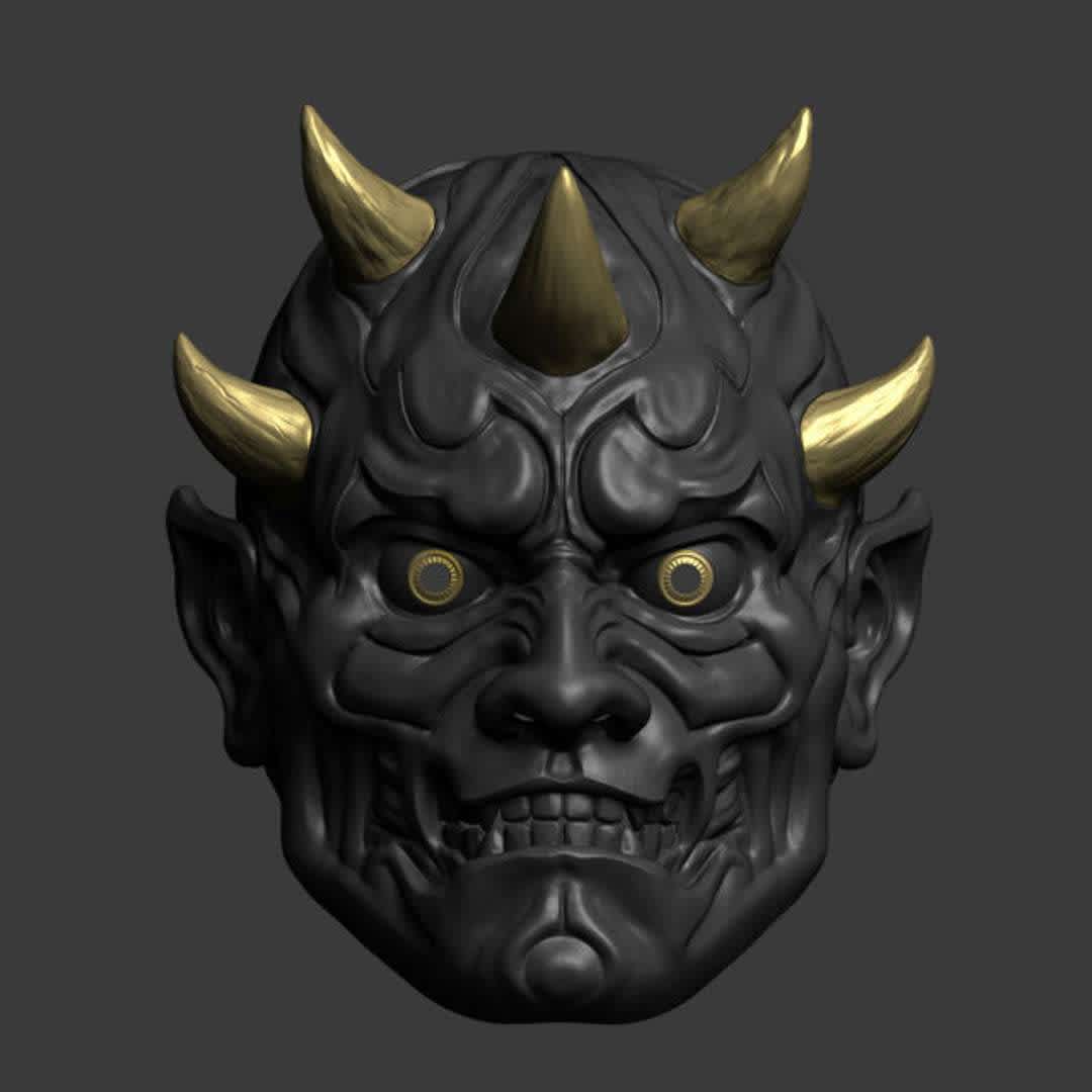 Darth Maul Mask Crime Lord 3D print model - This is a 3D STL file for CNC machine, that is compatible with Aspire, Artcam, and also other platforms that support the STL format(Blender, Zbrush, Maya, etc...) File for print it personally on a 3d printer. The size of this design is adjustable to your needs. After Payment You will get directly the link to Download This design was made by the Maskitto team. All the rights belong to the creators, therefore, it is forbidden to resell nor share this design as a digital file. However, you are allowed to sell the product that you carve in wood or other material on your CNC from our file Feel free to contact for every issue or information.The mask is sized for a standard adult's head.Print size mask without horns: length - 209 mm width - 207mm height - 201mm. Recommended settings for printing:Print with at least 15-20% infill,Layer Height 0.1 - 0.16 mm - The best files for 3D printing in the world. Stl models divided into parts to facilitate 3D printing. All kinds of characters, decoration, cosplay, prosthetics, pieces. Quality in 3D printing. Affordable 3D models. Low cost. Collective purchases of 3D files.