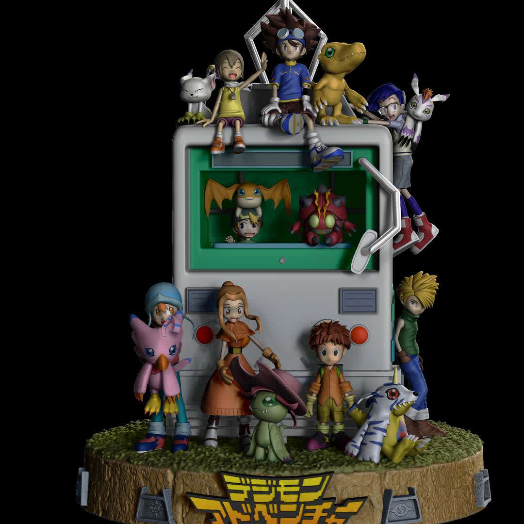 Digimon - Digimon model with all the main characters from the first season - The best files for 3D printing in the world. Stl models divided into parts to facilitate 3D printing. All kinds of characters, decoration, cosplay, prosthetics, pieces. Quality in 3D printing. Affordable 3D models. Low cost. Collective purchases of 3D files.