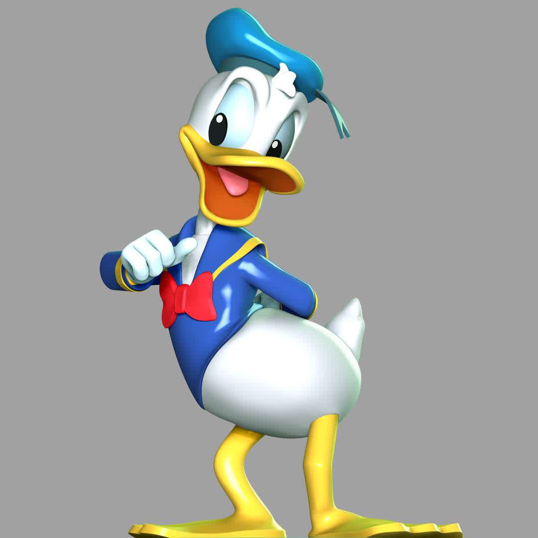 Donald duck  - These information of model:

**- The height of current model is 20 cm and you can free to scale it.**

**- Format files: STL, OBJ to supporting 3D printing.**

Please don't hesitate to contact me if you have any issues question. - The best files for 3D printing in the world. Stl models divided into parts to facilitate 3D printing. All kinds of characters, decoration, cosplay, prosthetics, pieces. Quality in 3D printing. Affordable 3D models. Low cost. Collective purchases of 3D files.