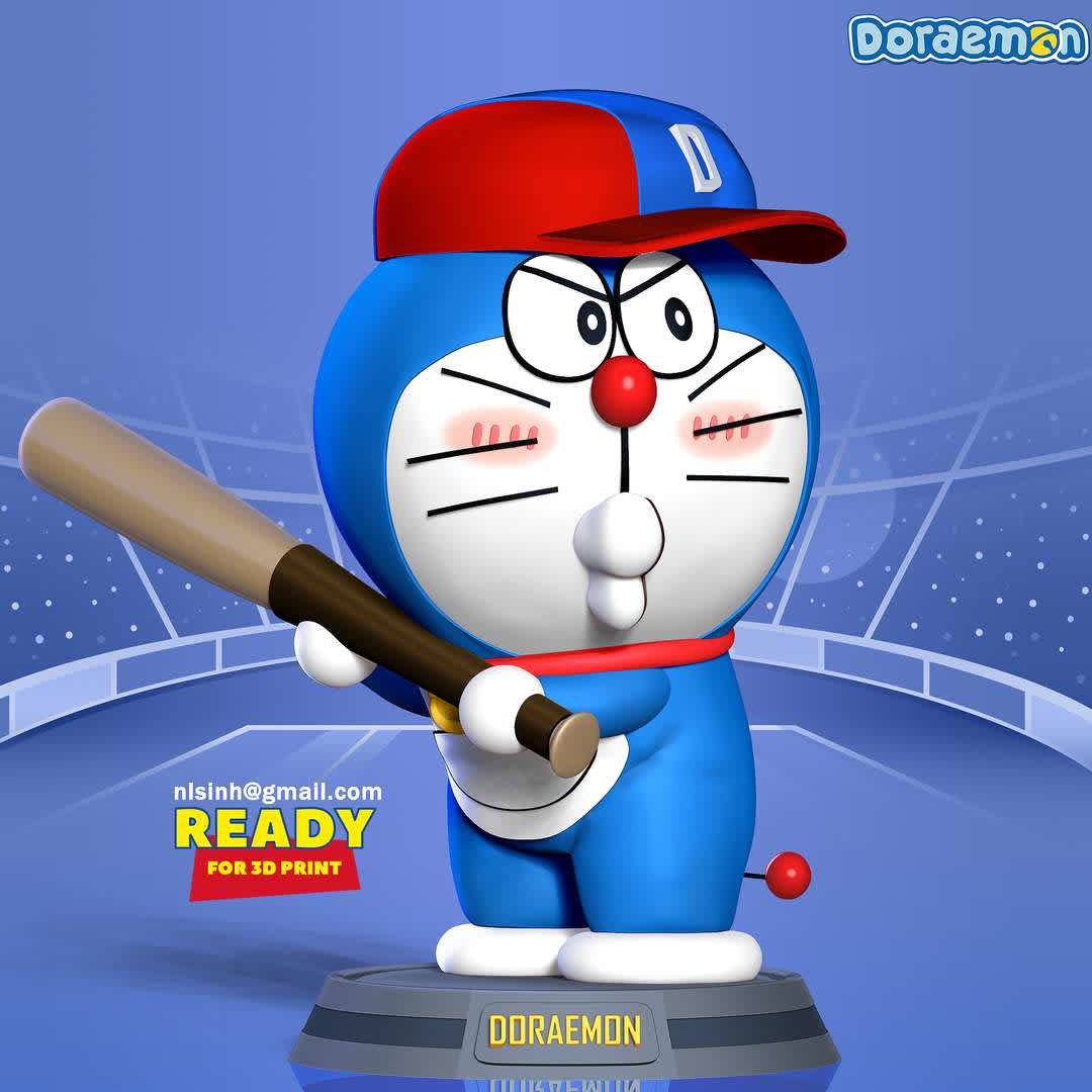 Doraemon - baseball player - This is a character that influenced my childhood and many others. Thanks to this character, children's imagination can fly high and far away.

When you purchase this model, you will own:

-STL, OBJ file with 05 separated files (with key to connect together) is ready for 3D printing.

-Zbrush original files (ZTL) for you to customize as you like.

This is version 1.0 of this model.

Hope you like him. Thanks for viewing! - The best files for 3D printing in the world. Stl models divided into parts to facilitate 3D printing. All kinds of characters, decoration, cosplay, prosthetics, pieces. Quality in 3D printing. Affordable 3D models. Low cost. Collective purchases of 3D files.