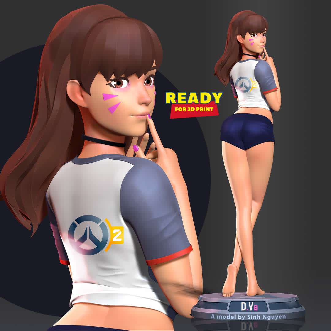 DVa - Fanart - D.Va is a Tank hero in Overwatch.

Basic parameters:

- STL, OBJ format for 3D printing with 3 discrete objects
- ZTL format for Zbrush (version 2019.1.2 or later)
- Model height: 30cm
- Version 1.0 - Polygons: 1700564 & Vertices: 1041103

Model ready for 3D printing.

Please vote positively for me if you find this model useful. - The best files for 3D printing in the world. Stl models divided into parts to facilitate 3D printing. All kinds of characters, decoration, cosplay, prosthetics, pieces. Quality in 3D printing. Affordable 3D models. Low cost. Collective purchases of 3D files.