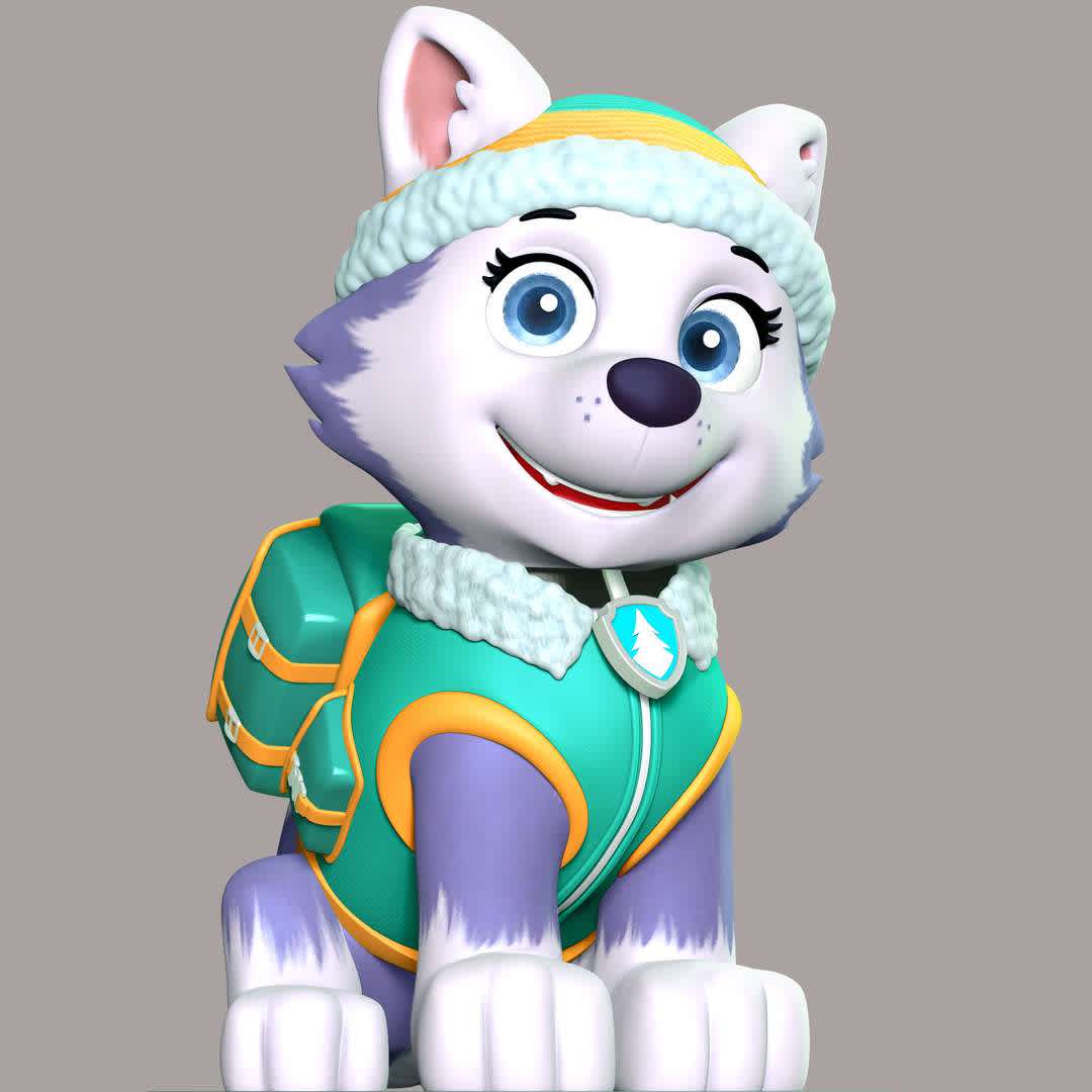 Everest - paw patrol - These information of model:

**- The height of current model is 20 cm and you can free to scale it.**

**- Format files: STL, OBJ to supporting 3D printing.**

Please don't hesitate to contact me if you have any issues question. - The best files for 3D printing in the world. Stl models divided into parts to facilitate 3D printing. All kinds of characters, decoration, cosplay, prosthetics, pieces. Quality in 3D printing. Affordable 3D models. Low cost. Collective purchases of 3D files.