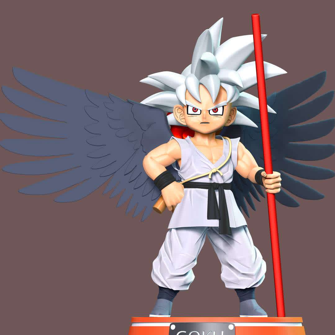 Goku Seraphim - Dragon Ball - **The model ready for 3D printing.**

These information of model:

**- Format files: STL, OBJ to supporting 3D printing.**

**- Can be assembled without glue (glue is optional)**

**- Split down to 4 parts**

**- The height of current model is 20 cm and you can free to scale it.**

**- ZTL format for Zbrush for you to customize as you like.**

Please don't hesitate to contact me if you have any issues question.

If you see this model useful, please vote positively for it. - Os melhores arquivos para impressão 3D do mundo. Modelos stl divididos em partes para facilitar a impressão 3D. Todos os tipos de personagens, decoração, cosplay, próteses, peças. Qualidade na impressão 3D. Modelos 3D com preço acessível. Baixo custo. Compras coletivas de arquivos 3D.