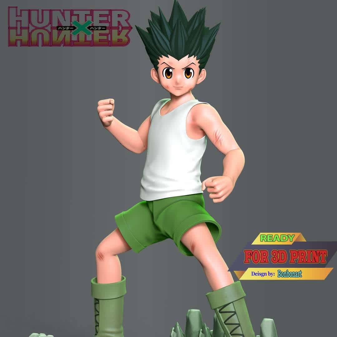 Gon Freecss - Jump Force - Gon is one of the main Characters appearing in the anime "Hunter X Hunter". Dedicated to find his father, Gon sets out to earn his Hunters license, proving he is an elite member of humanity so he can follow in his father's footsteps.

This model has a height of 18 cm.

When you purchase this model, you will own:

 - STL, OBJ file with 05 separated files (included key to connect parts) is ready for 3D printing.
 - Zbrush original files (ZTL) for you to customize as you like.

This is version 1.0 of this model.

Thanks for viewing! Hope you like him.  - Los mejores archivos para impresión 3D del mundo. Modelos Stl divididos en partes para facilitar la impresión 3D. Todo tipo de personajes, decoración, cosplay, prótesis, piezas. Calidad en impresión 3D. Modelos 3D asequibles. Bajo costo. Compras colectivas de archivos 3D.