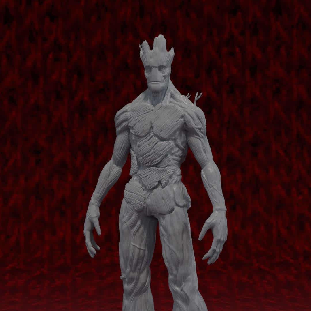 Groot - This model has a complete body and a base, in total it will have 13 cm of scale (1:12). You can easily print to fdm. - The best files for 3D printing in the world. Stl models divided into parts to facilitate 3D printing. All kinds of characters, decoration, cosplay, prosthetics, pieces. Quality in 3D printing. Affordable 3D models. Low cost. Collective purchases of 3D files.
