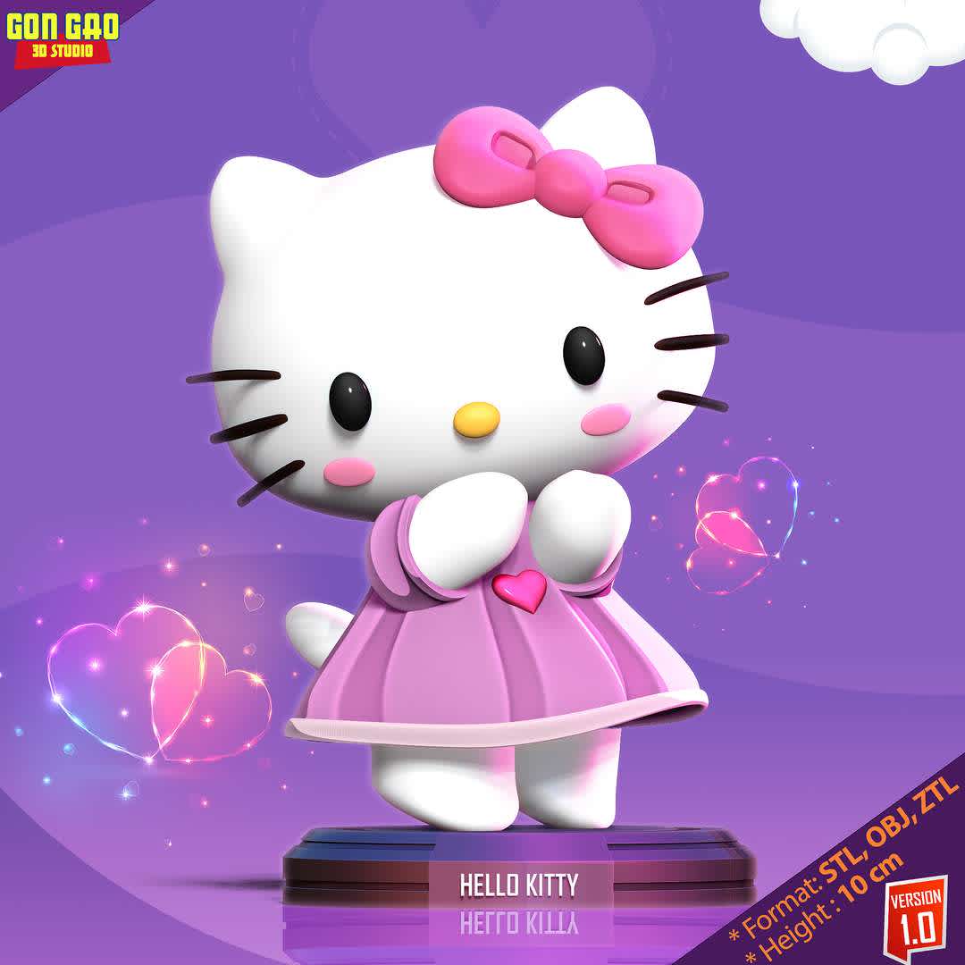 Hello Kitty is a ballerina - "Ballet is Hello Kitty's favorite!"

Basic parameters:

- STL format for 3D printing with 04 discrete objects
- Model height: 10cm
- Version 1.0 - Polygons: 956125 & Vertices: 517234

Model ready for 3D printing.

Please vote positively for me if you find this model useful. - Los mejores archivos para impresión 3D del mundo. Modelos Stl divididos en partes para facilitar la impresión 3D. Todo tipo de personajes, decoración, cosplay, prótesis, piezas. Calidad en impresión 3D. Modelos 3D asequibles. Bajo costo. Compras colectivas de archivos 3D.