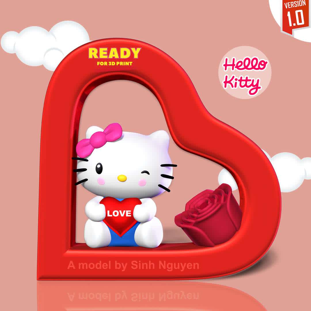 Hello Kitty - Valentine - Give the most loving words to the person you love on Valentine's Day!

Basic parameters:

- STL, OBJ format for 3D printing with 03 discrete objects
- ZTL format for Zbrush (version 2019.1.2 or later)
- Model height: 15cm
- Version 1.0 - Polygons: 750390 & Vertices: 478512

Model ready for 3D printing.

Please vote positively for me if you find this model useful. - Os melhores arquivos para impressão 3D do mundo. Modelos stl divididos em partes para facilitar a impressão 3D. Todos os tipos de personagens, decoração, cosplay, próteses, peças. Qualidade na impressão 3D. Modelos 3D com preço acessível. Baixo custo. Compras coletivas de arquivos 3D.