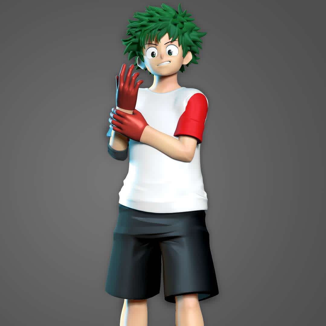 Izuku Midoriya - Izuku Midoriya (緑みどり谷や出いず久く Midoriya Izuku?), also known as Deku (デク Deku?), is the main protagonist of the My Hero Academia manga and anime series.

When you purchase this model, you will own:

- STL file with 05 separated files (with key to connect together) is ready for 3D printing.

- Zbrush original files (ZTL) for you to customize as you like. (DM me if you want)

This is version 1.0 of this model.

Hope you like him. Thanks for viewing! - The best files for 3D printing in the world. Stl models divided into parts to facilitate 3D printing. All kinds of characters, decoration, cosplay, prosthetics, pieces. Quality in 3D printing. Affordable 3D models. Low cost. Collective purchases of 3D files.