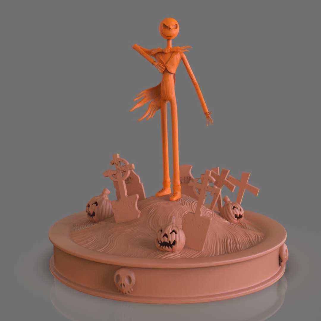 Jack Skellington Sculpture - Fanart of Jack Skelligton I set up for 3d printing is 3 parts the base the scene and the character separate for easy 3d print and includes the STL, and OBJ files if you need 3D Game Assets or STL files I can do commission works.

 - The best files for 3D printing in the world. Stl models divided into parts to facilitate 3D printing. All kinds of characters, decoration, cosplay, prosthetics, pieces. Quality in 3D printing. Affordable 3D models. Low cost. Collective purchases of 3D files.