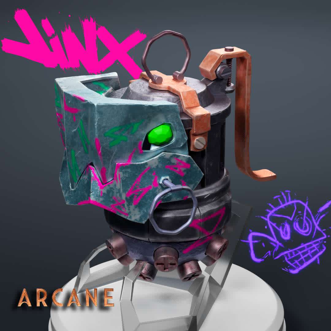 Jinx Granade (Arcane) - Ultimate Edition 1:1 - Export in 14 cm height volume;
You are buying:
Merged meshes resulting in faster and easier printing process.
14 objects to print.

My ultimate edition modelling for handmade granade made by League of Legends animated serie's Character, Jinx, on the Netflix show, Arcane.
High fidelity prop modelled by a fan and a 3D print lover.
Designed for cosplay, decorative and collectible use.Support the artist. 

By purchasing the model you encorage the professional to keep on modeling with passion to bring you the most joy for your 3D printing hobby!

Who am I?:

Instagram: @henrifroes
Twitter: @Henri_Froes
Artstation: https://www.artstation.com/henryfroes

Please... share, comment, critics... all of it is much aprecciated

If you need, contact me through e-mail - henrifroes.art@gmail.com

Thank You! - Os melhores arquivos para impressão 3D do mundo. Modelos stl divididos em partes para facilitar a impressão 3D. Todos os tipos de personagens, decoração, cosplay, próteses, peças. Qualidade na impressão 3D. Modelos 3D com preço acessível. Baixo custo. Compras coletivas de arquivos 3D.