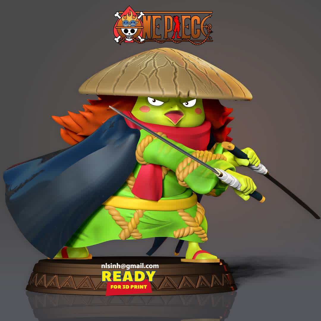 Kawamatsu the Kappa  - Kawamatsu the Kappa is one of the major characters of One Piece Wano Country Arc.

Information: this model has a height of 10cm.

When you purchase this model, you will own:

-STL, OBJ file with 07 separated files (with key to connect together) is ready for 3D printing.

-Zbrush original files (ZTL) for you to customize as you like.

This is version 1.0 of this model.

Hope you like her. Thanks for viewing! - The best files for 3D printing in the world. Stl models divided into parts to facilitate 3D printing. All kinds of characters, decoration, cosplay, prosthetics, pieces. Quality in 3D printing. Affordable 3D models. Low cost. Collective purchases of 3D files.