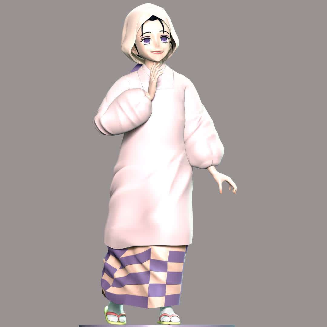 Kie Kamado Demon Slayer Kimetsu no Yaiba  - **Kie Kamado is a minor character in Demon Slayer: Kimetsu no Yaiba. She was the wife of Tanjuro Kamado and the mother of Tanjiro and Nezuko Kamado.**

**The model ready for 3D printing.**

These information of model:

**- The height of current model is 20 cm and you can free to scale it.**

**- Format files: STL, OBJ to supporting 3D printing.**

**- Can be assembled without glue (glue is optional)**

**- Split down to 3 parts**

**- ZTL format for Zbrush for you to customize as you like.**

Please don't hesitate to contact me if you have any issues question.

If you see this model useful, please vote positively for it. - The best files for 3D printing in the world. Stl models divided into parts to facilitate 3D printing. All kinds of characters, decoration, cosplay, prosthetics, pieces. Quality in 3D printing. Affordable 3D models. Low cost. Collective purchases of 3D files.