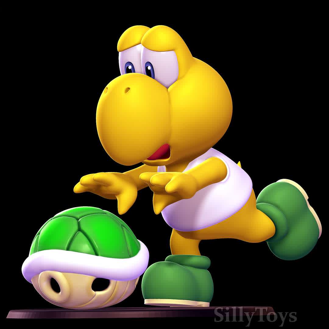 Koopa Troopa - Mario - Poor Koopa ☹️ - Los mejores archivos para impresión 3D del mundo. Modelos Stl divididos en partes para facilitar la impresión 3D. Todo tipo de personajes, decoración, cosplay, prótesis, piezas. Calidad en impresión 3D. Modelos 3D asequibles. Bajo costo. Compras colectivas de archivos 3D.