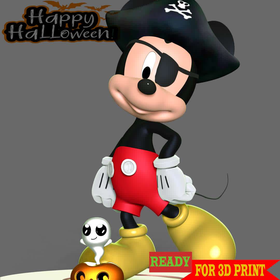 Mickey - Happy Halloween - Mickey mouse to welcome halloween 2022

**This model has a height of 15 cm.**

When you purchase this model, you will own:
 
- STL, OBJ file with 04 separated files (included key to connect parts) is ready for 3D printing.
- Zbrush original files (ZTL) for you to customize as you like.

This is version 1.0 of this model.
Thanks for viewing! Hope you like it. - The best files for 3D printing in the world. Stl models divided into parts to facilitate 3D printing. All kinds of characters, decoration, cosplay, prosthetics, pieces. Quality in 3D printing. Affordable 3D models. Low cost. Collective purchases of 3D files.