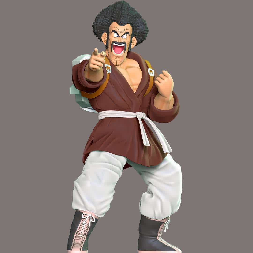 Mr. Satan - Dragon Ball - **Mr. Satan also known as Hercule Satan in the Funimation dub, is the World Martial Arts Champion and the Earth's protector. His real name is Mark**

**The model ready for 3D printing.**

These information of model:

**- Format files: STL, OBJ to supporting 3D printing.**

**- Can be assembled without glue (glue is optional)**

**- Split down to 2 parts**

**- The height of current model is 20 cm and you can free to scale it.**

**- ZTL format for Zbrush for you to customize as you like.**

Please don't hesitate to contact me if you have any issues question.

If you see this model useful, please vote positively for it. - Os melhores arquivos para impressão 3D do mundo. Modelos stl divididos em partes para facilitar a impressão 3D. Todos os tipos de personagens, decoração, cosplay, próteses, peças. Qualidade na impressão 3D. Modelos 3D com preço acessível. Baixo custo. Compras coletivas de arquivos 3D.