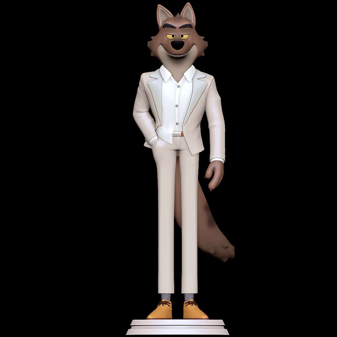 Mr. Wolf - The Bad Guys - Mr. Wolf from DreamWorks movie The Bad Guys - The best files for 3D printing in the world. Stl models divided into parts to facilitate 3D printing. All kinds of characters, decoration, cosplay, prosthetics, pieces. Quality in 3D printing. Affordable 3D models. Low cost. Collective purchases of 3D files.