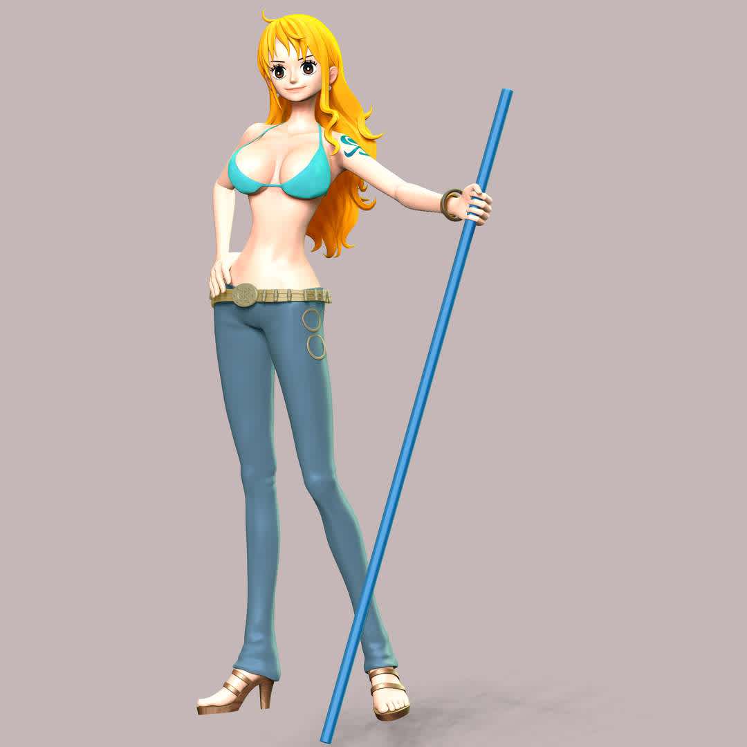 Nami - One Piece V2 - These information of model:

**- The height of current model is 30 cm and you can free to scale it.**

**- Format files: STL, OBJ to supporting 3D printing.**

Please don't hesitate to contact me if you have any issues question. - The best files for 3D printing in the world. Stl models divided into parts to facilitate 3D printing. All kinds of characters, decoration, cosplay, prosthetics, pieces. Quality in 3D printing. Affordable 3D models. Low cost. Collective purchases of 3D files.