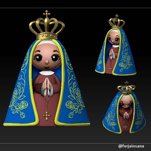 Nossa Senhora Aparecida Bebê  - Modelo Chibbi estilizado da Nossa Senhora Aparecida. - The best files for 3D printing in the world. Stl models divided into parts to facilitate 3D printing. All kinds of characters, decoration, cosplay, prosthetics, pieces. Quality in 3D printing. Affordable 3D models. Low cost. Collective purchases of 3D files.