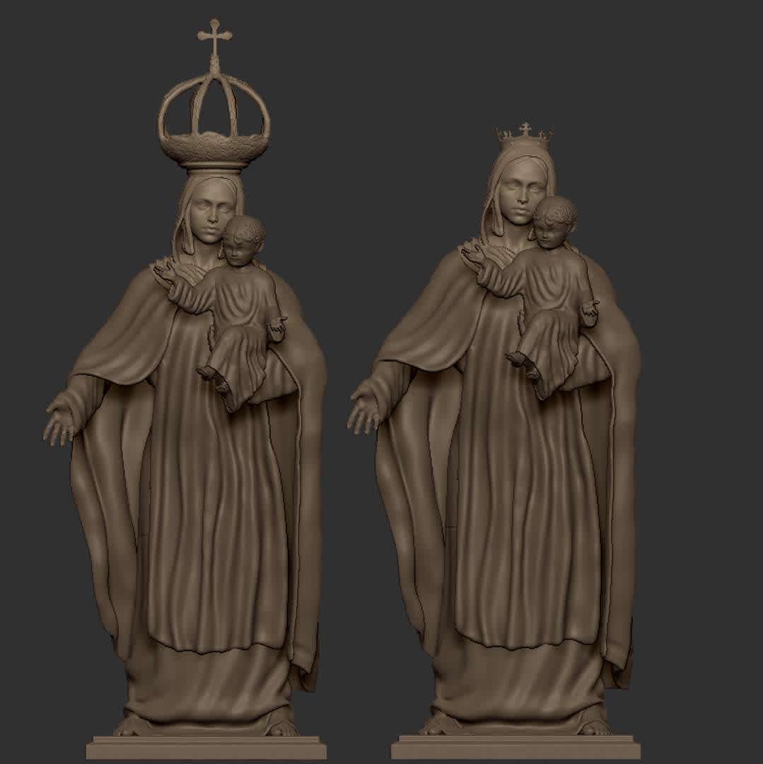 Nossa senhora do Carmo - Detailed and ready-to-print model of Our Lady of Mount Carmel. - Os melhores arquivos para impressão 3D do mundo. Modelos stl divididos em partes para facilitar a impressão 3D. Todos os tipos de personagens, decoração, cosplay, próteses, peças. Qualidade na impressão 3D. Modelos 3D com preço acessível. Baixo custo. Compras coletivas de arquivos 3D.