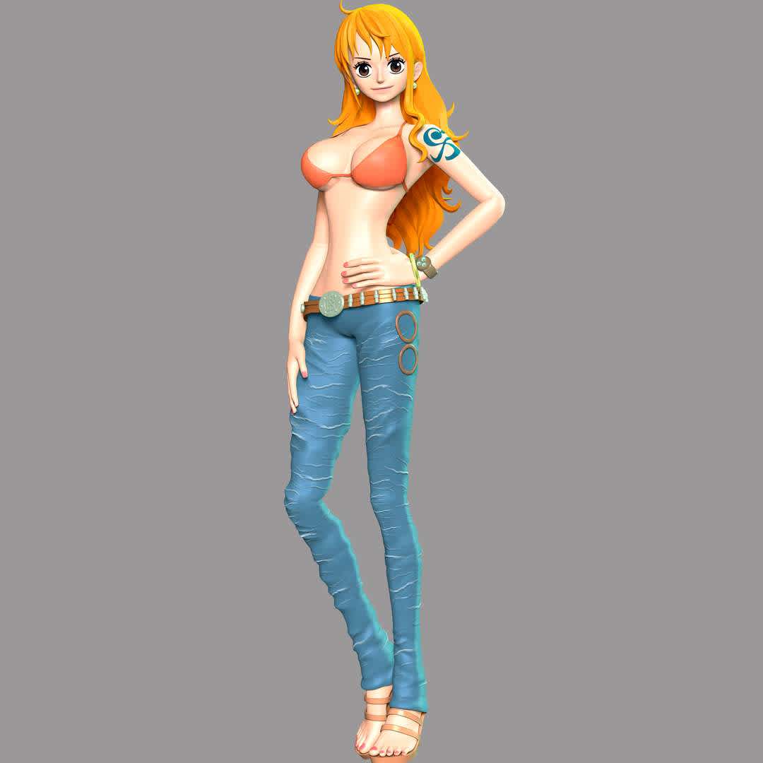 One Piece - Nami - These information of model:

**- The height of current model is 30 cm and you can free to scale it.**
**- Format files: STL, OBJ to supporting 3D printing.**

Please don't hesitate to contact me if you have any issues question. - The best files for 3D printing in the world. Stl models divided into parts to facilitate 3D printing. All kinds of characters, decoration, cosplay, prosthetics, pieces. Quality in 3D printing. Affordable 3D models. Low cost. Collective purchases of 3D files.