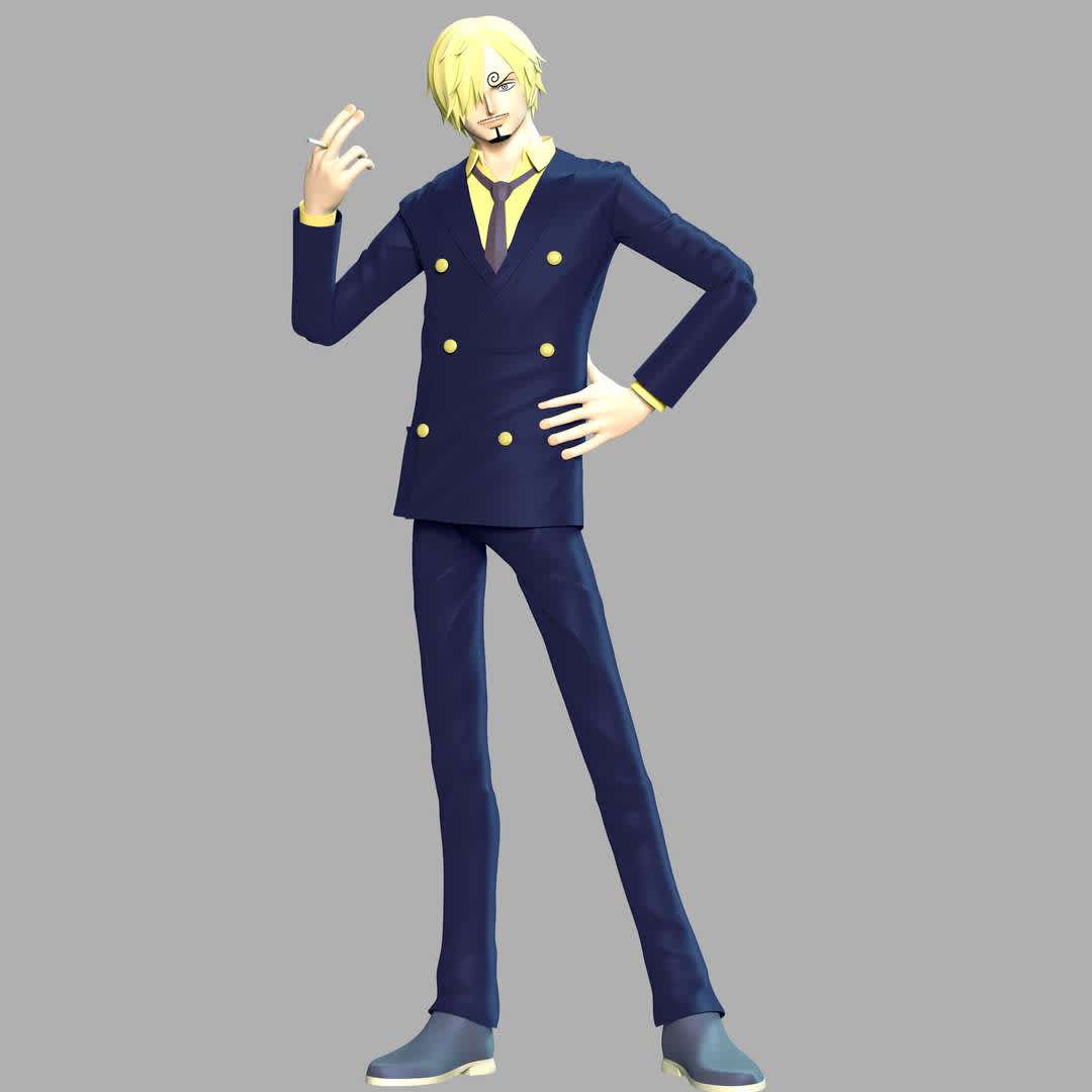 One Piece - Sanji - These information of model:

**- The height of current model is 30 cm and you can free to scale it.**

**- Format files: STL, OBJ to supporting 3D printing.**

Please don't hesitate to contact me if you have any issues question. - The best files for 3D printing in the world. Stl models divided into parts to facilitate 3D printing. All kinds of characters, decoration, cosplay, prosthetics, pieces. Quality in 3D printing. Affordable 3D models. Low cost. Collective purchases of 3D files.