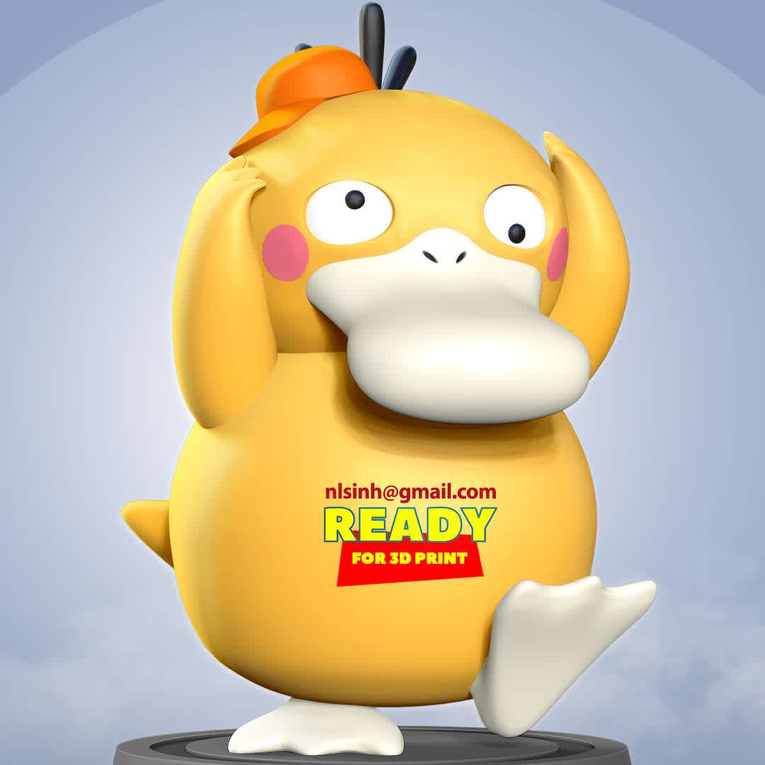 Psyduck - Pokemon Fanart - Psyduck (Japanese: コダック Koduck) is a Water-type Pokémon introduced in Generation I.

When you purhase this model, you will own:

- STL, OBJ file with 02 separated files (with key to connect together) is ready for 3D printing.

- Zbrush original files (ZTL) for you to customize as you like.

This is version 1.0 of this model.

Hope you like him. Thanks for viewing! - Os melhores arquivos para impressão 3D do mundo. Modelos stl divididos em partes para facilitar a impressão 3D. Todos os tipos de personagens, decoração, cosplay, próteses, peças. Qualidade na impressão 3D. Modelos 3D com preço acessível. Baixo custo. Compras coletivas de arquivos 3D.