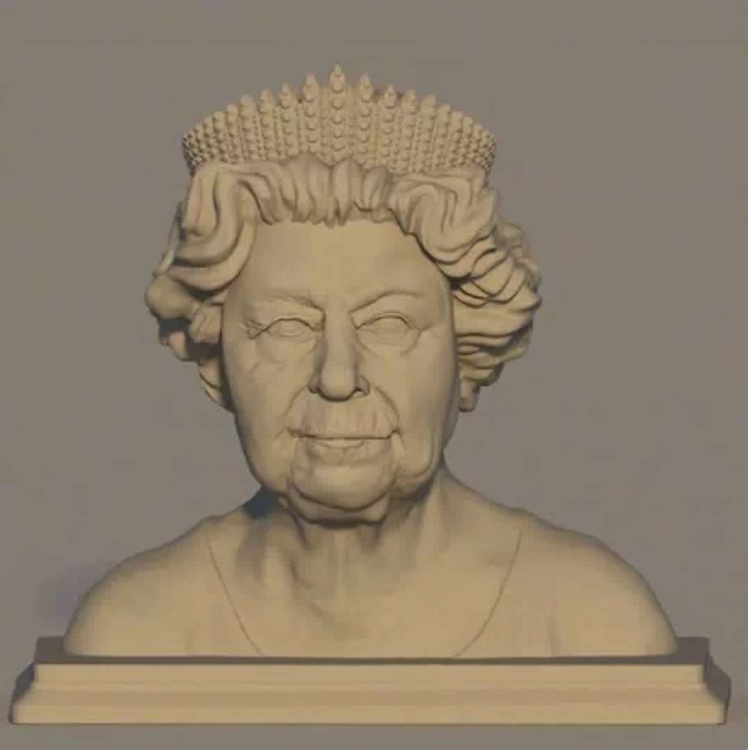 QUEEN ELIZABETH  BUST - the bust is made with the photos of the last of his life - The best files for 3D printing in the world. Stl models divided into parts to facilitate 3D printing. All kinds of characters, decoration, cosplay, prosthetics, pieces. Quality in 3D printing. Affordable 3D models. Low cost. Collective purchases of 3D files.