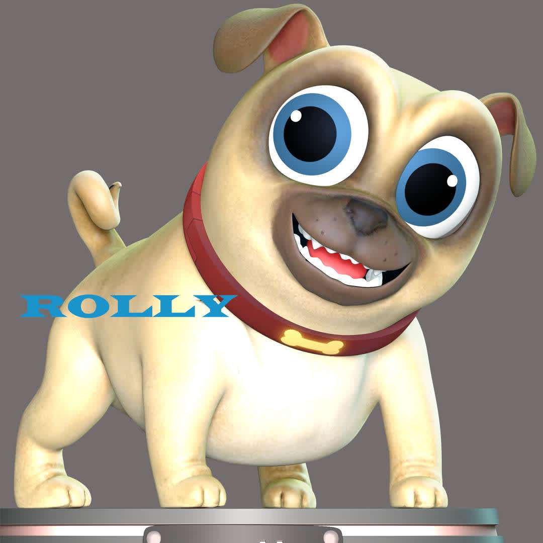 Rolly - puppy dog Pals - These information of model:

**- The height of current model is 20 cm and you can free to scale it.**

**- Format files: STL, OBJ to supporting 3D printing.**

Please don't hesitate to contact me if you have any issues question. - The best files for 3D printing in the world. Stl models divided into parts to facilitate 3D printing. All kinds of characters, decoration, cosplay, prosthetics, pieces. Quality in 3D printing. Affordable 3D models. Low cost. Collective purchases of 3D files.
