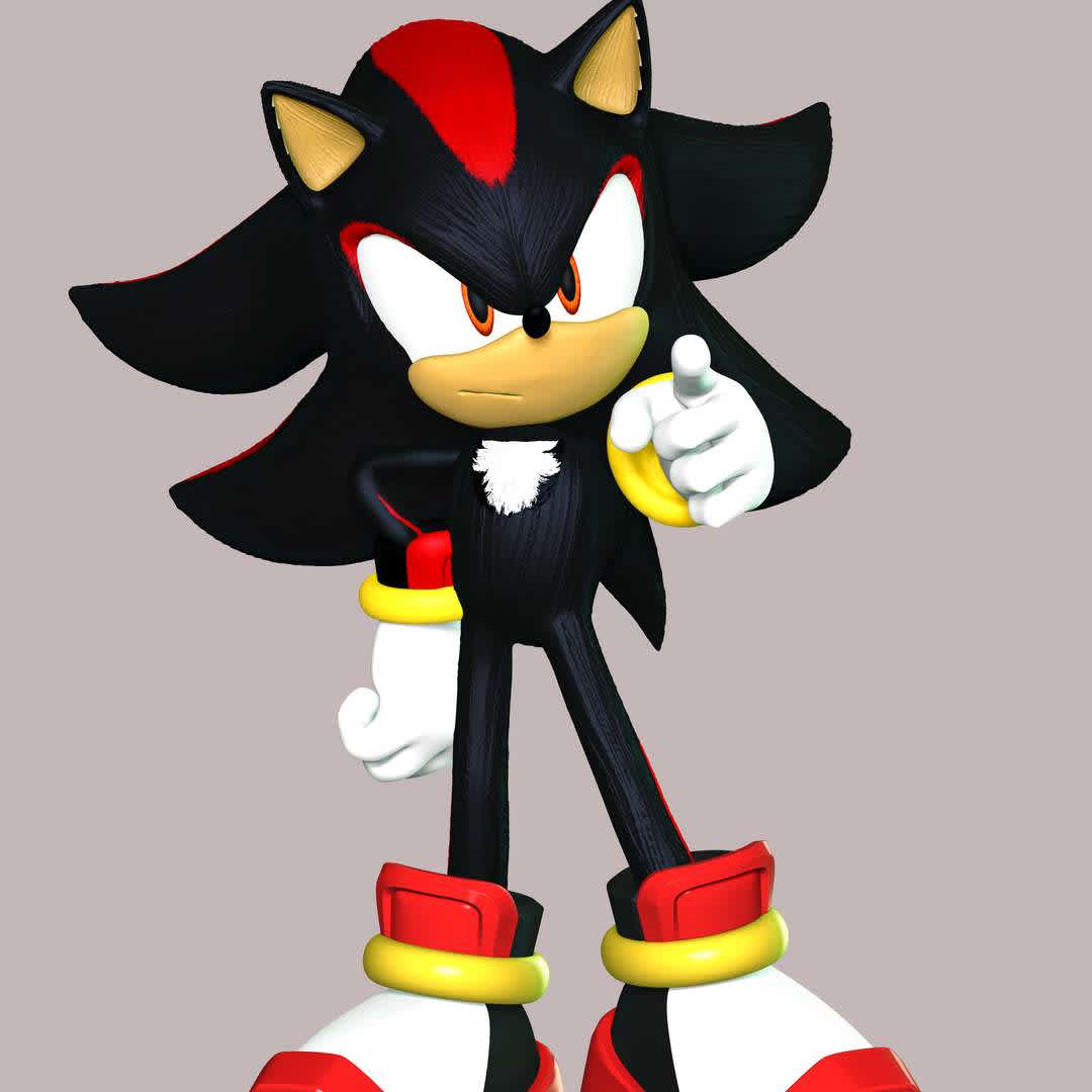 Shadow the hedgehog - These information of model:

**- The height of current model is 20 cm and you can free to scale it.**

**- Format files: STL, OBJ to supporting 3D printing.**

Please don't hesitate to contact me if you have any issues question. - The best files for 3D printing in the world. Stl models divided into parts to facilitate 3D printing. All kinds of characters, decoration, cosplay, prosthetics, pieces. Quality in 3D printing. Affordable 3D models. Low cost. Collective purchases of 3D files.