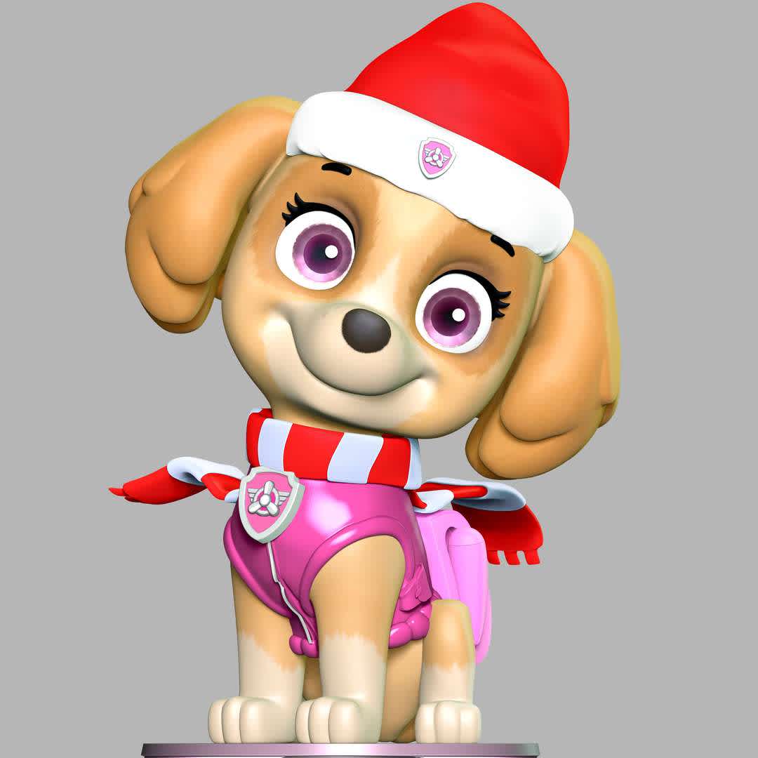 Skye Christmas - Paw Patrol - These information of model:

**- The height of current model is 20 cm and you can free to scale it.**

**- Format files: STL, OBJ to supporting 3D printing.**

Please don't hesitate to contact me if you have any issues question. - Os melhores arquivos para impressão 3D do mundo. Modelos stl divididos em partes para facilitar a impressão 3D. Todos os tipos de personagens, decoração, cosplay, próteses, peças. Qualidade na impressão 3D. Modelos 3D com preço acessível. Baixo custo. Compras coletivas de arquivos 3D.