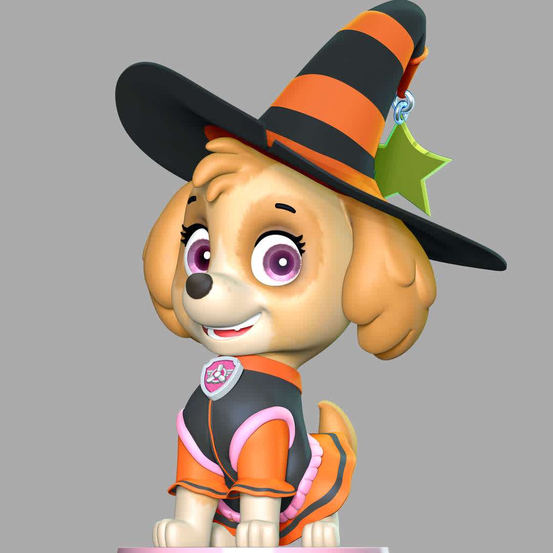 Skye Halloween - Paw Patrol - These information of model:

**- The height of current model is 20 cm and you can free to scale it.**

**- Format files: STL, OBJ to supporting 3D printing.**

Please don't hesitate to contact me if you have any issues question. - The best files for 3D printing in the world. Stl models divided into parts to facilitate 3D printing. All kinds of characters, decoration, cosplay, prosthetics, pieces. Quality in 3D printing. Affordable 3D models. Low cost. Collective purchases of 3D files.