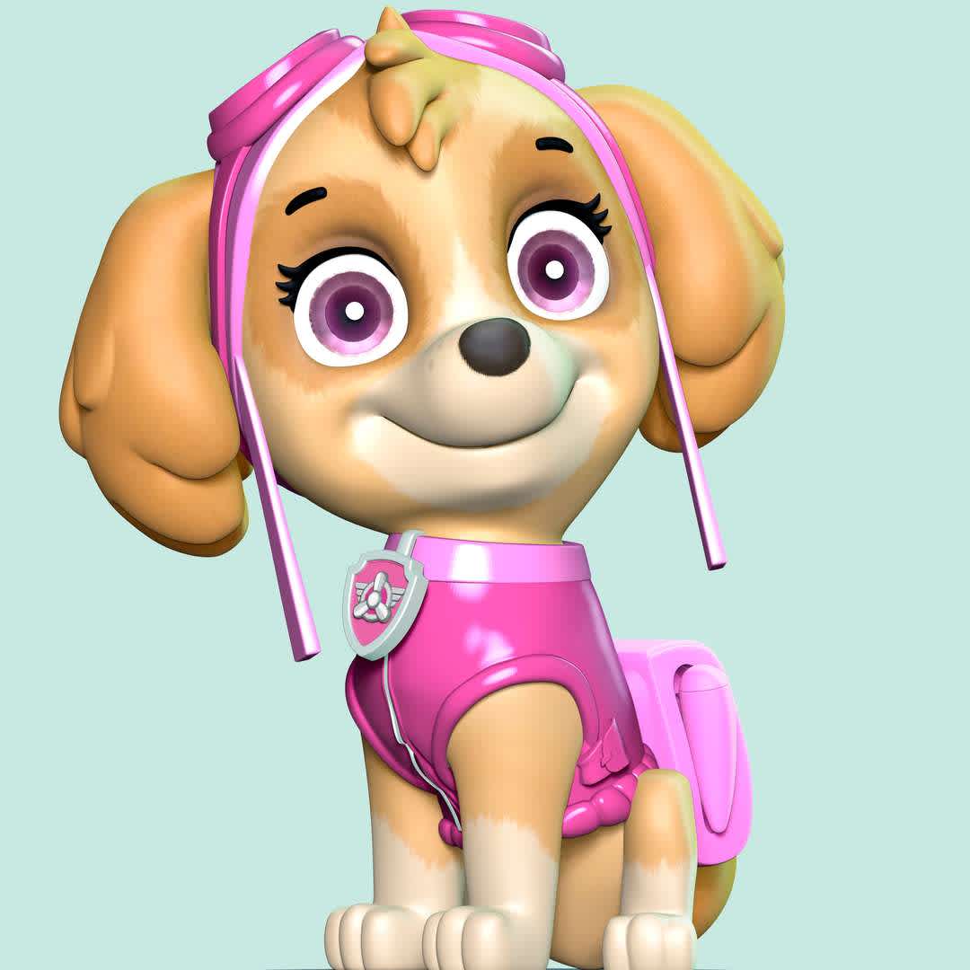 Skye paw patrol - These information of model:

**- The height of current model is 20 cm and you can free to scale it.**

**- Format files: STL, OBJ to supporting 3D printing.**

Please don't hesitate to contact me if you have any issues question. - Os melhores arquivos para impressão 3D do mundo. Modelos stl divididos em partes para facilitar a impressão 3D. Todos os tipos de personagens, decoração, cosplay, próteses, peças. Qualidade na impressão 3D. Modelos 3D com preço acessível. Baixo custo. Compras coletivas de arquivos 3D.