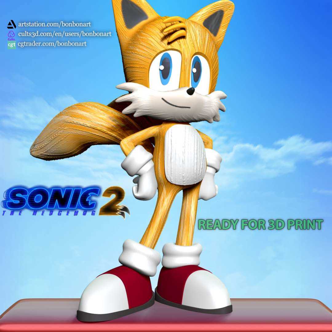 Tails- Sonic the Hedgehog 2 Fanart - When you purchase this model, you will own:

 - STL, OBJ file with 5 separated files (with key to connect together) is ready for 3D printing.

 - Zbrush original files (ZTL) for you to customize as you like.

This is version 1.0 of this model.

Thanks for viewing! Hope you like him. - The best files for 3D printing in the world. Stl models divided into parts to facilitate 3D printing. All kinds of characters, decoration, cosplay, prosthetics, pieces. Quality in 3D printing. Affordable 3D models. Low cost. Collective purchases of 3D files.